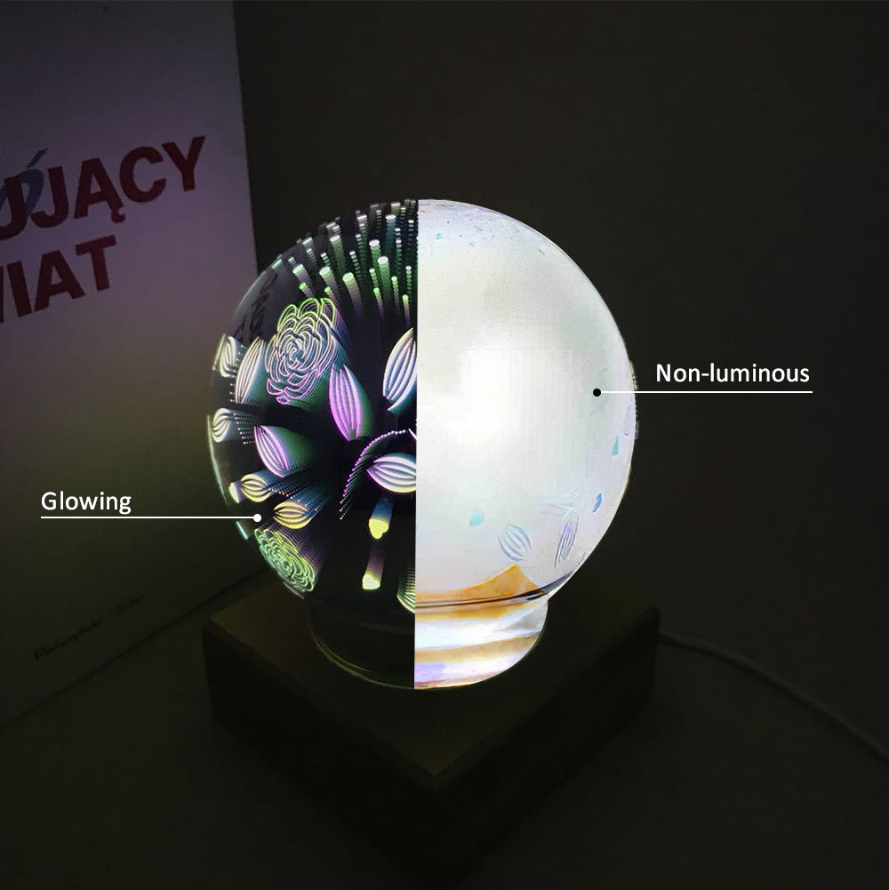 3D Firework Night Light Projector Lamp Magic Crystal Glass Ball Light