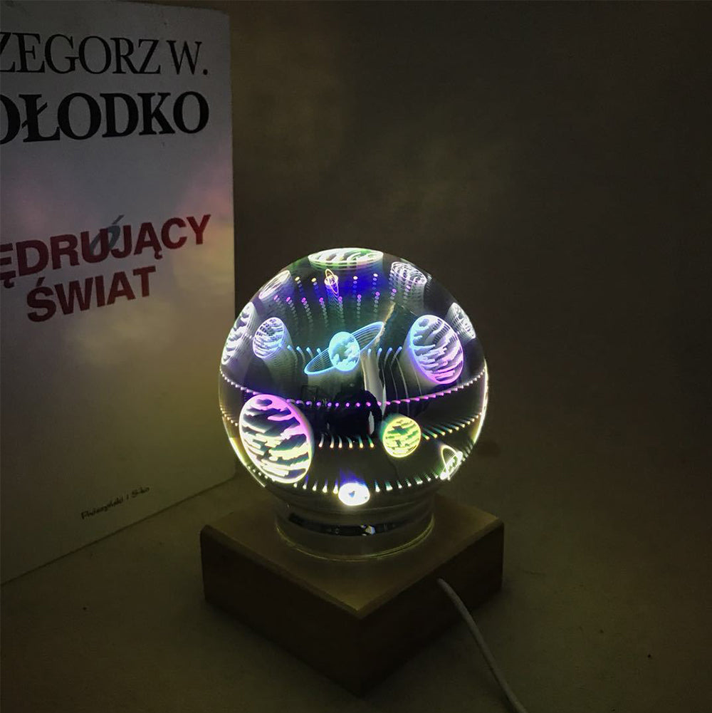 3D Firework Night Light Projector Lamp Magic Crystal Glass Ball Light