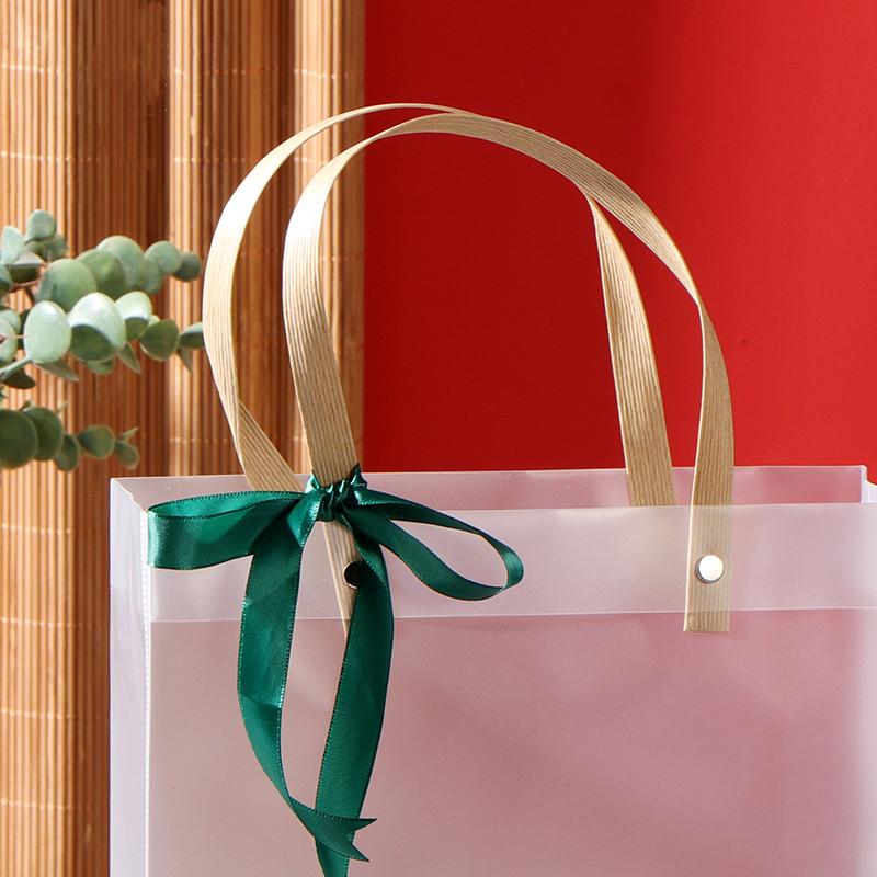 Clear Gift Bag with Handles Reusable White Frosted Plastic Bag for Gift
