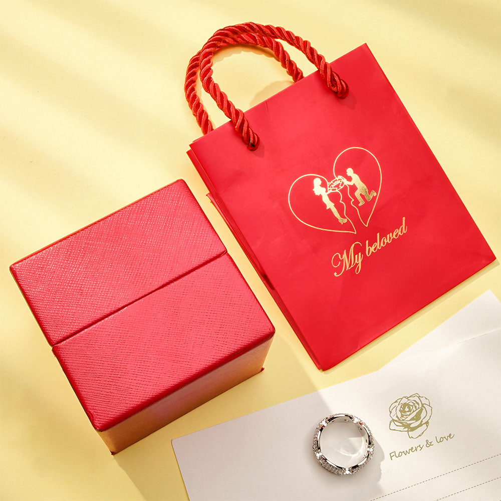 Liftable Rose Shaped Ring Gift Box Jewelry Organizer