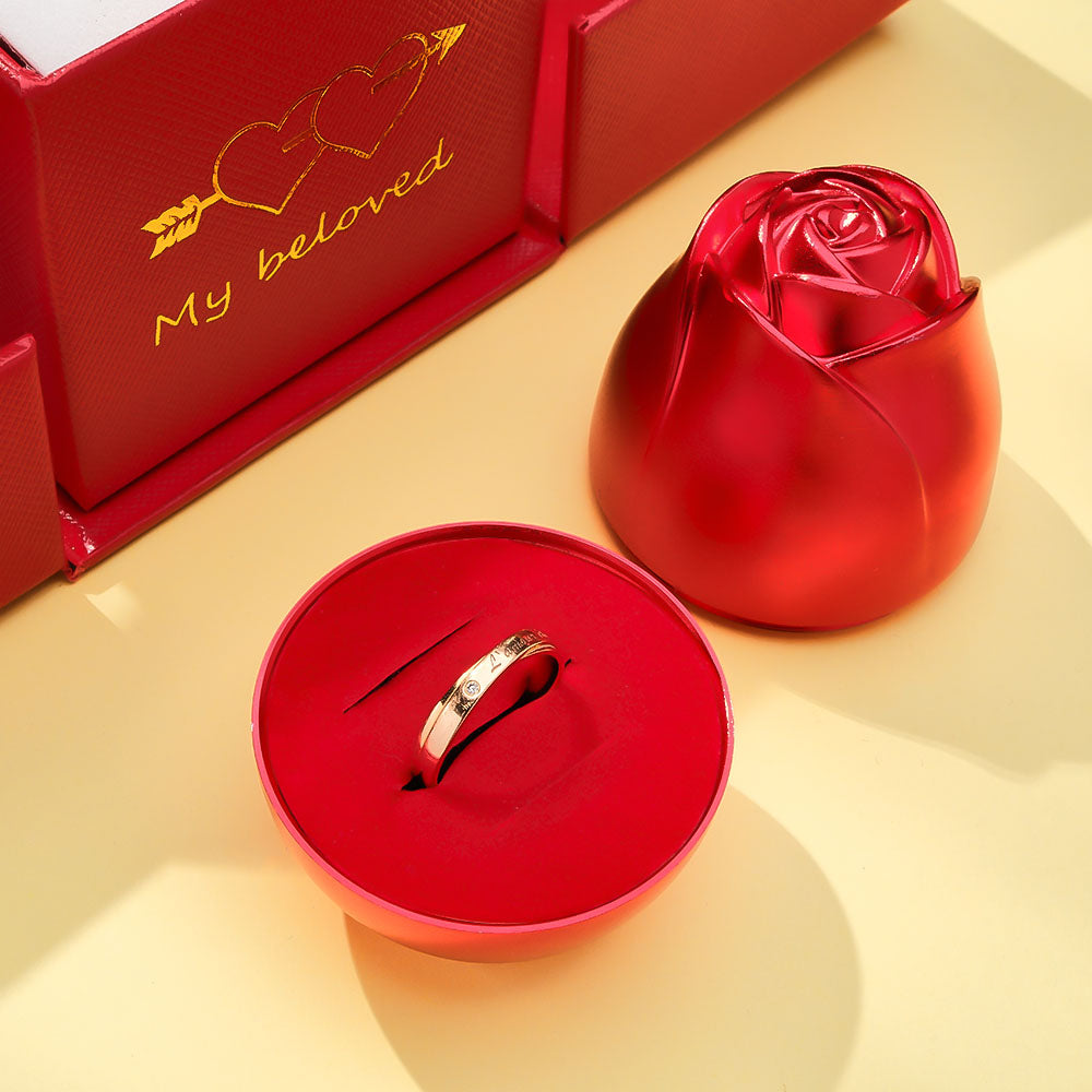 Liftable Rose Shaped Ring Gift Box Jewelry Organizer