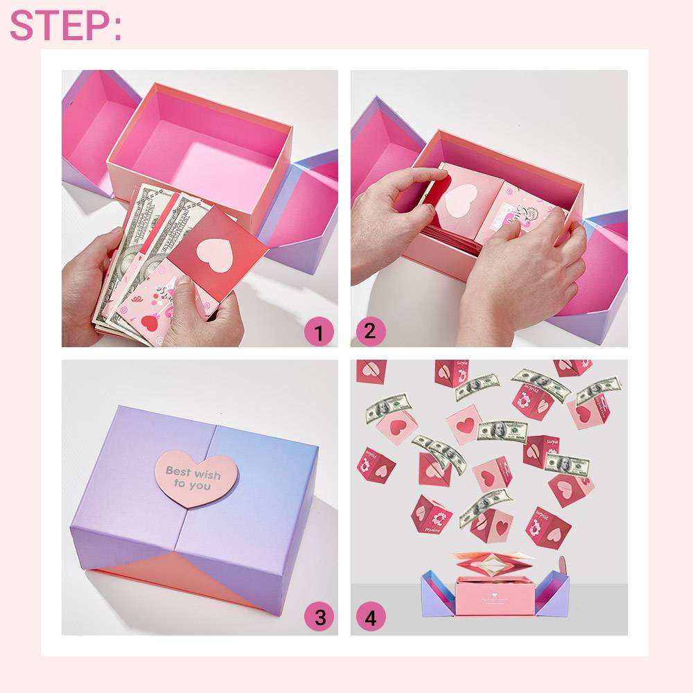 DIY Surprise Gift Box for Money Cash Pop Up Gift Box for Lover