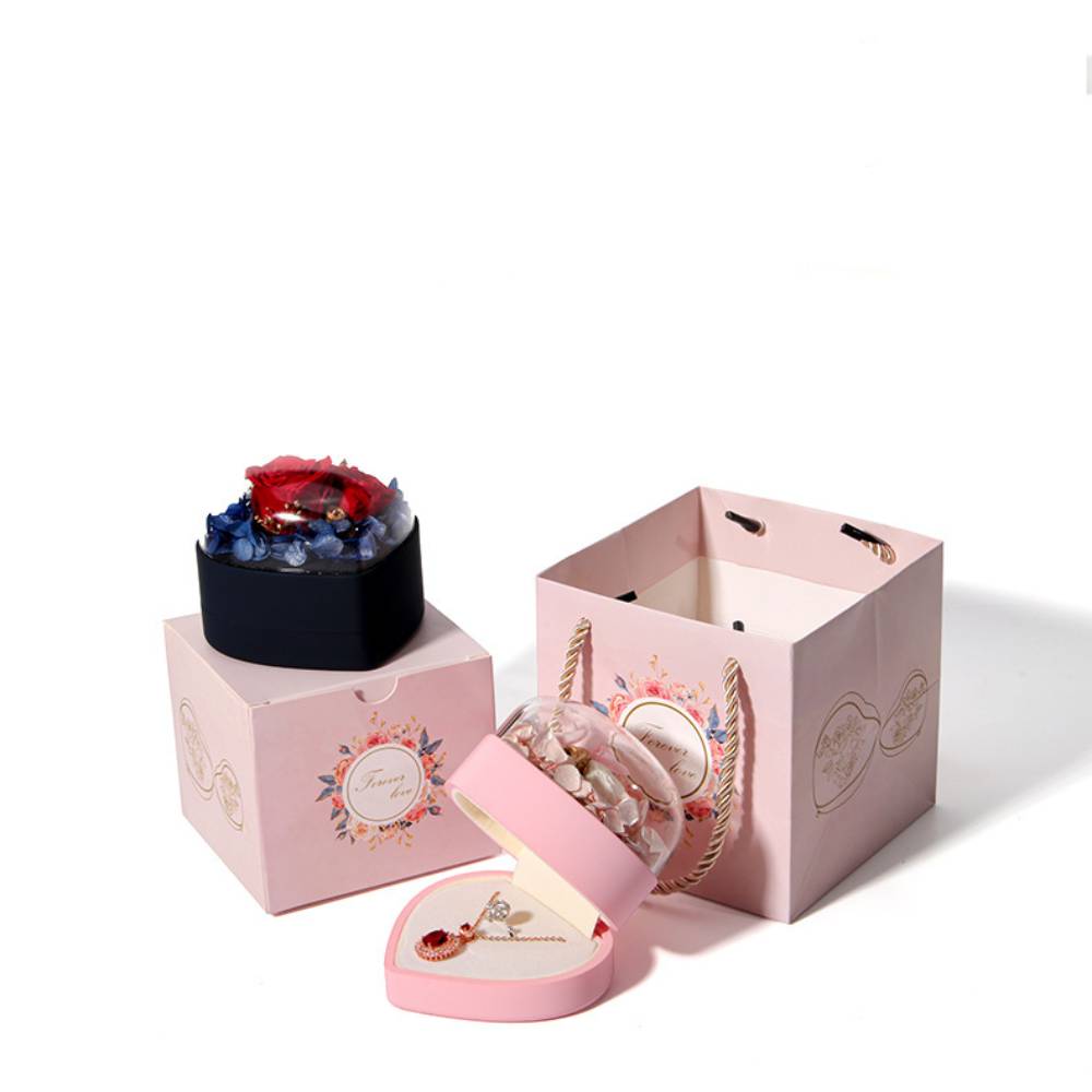 Rose Jewelry Box Heart Gift Box Necklace Gift Box Valentine's Day Gift for Her
