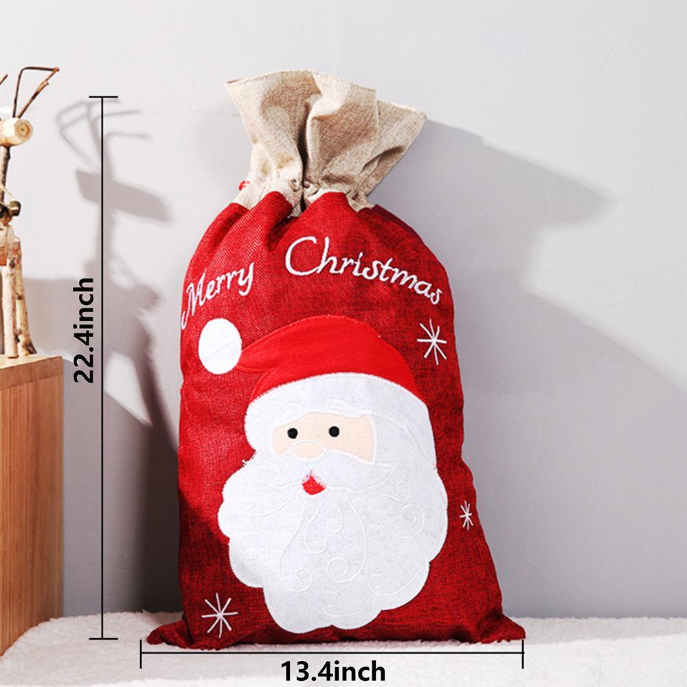 Christmas Gift Wrapping, Christmas Gift Drawstring Bag, Christmas Gift Bag Decorated With Printing Of Snowflakes and Snowman