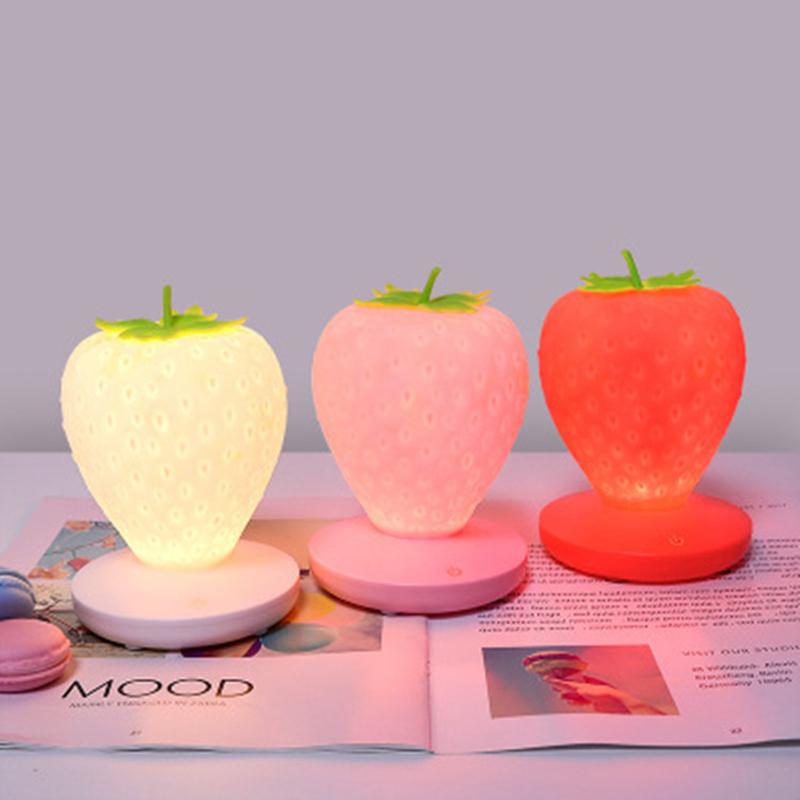 Strawberry Night Light Lovely Silicone Lamp Bedroom Decoration