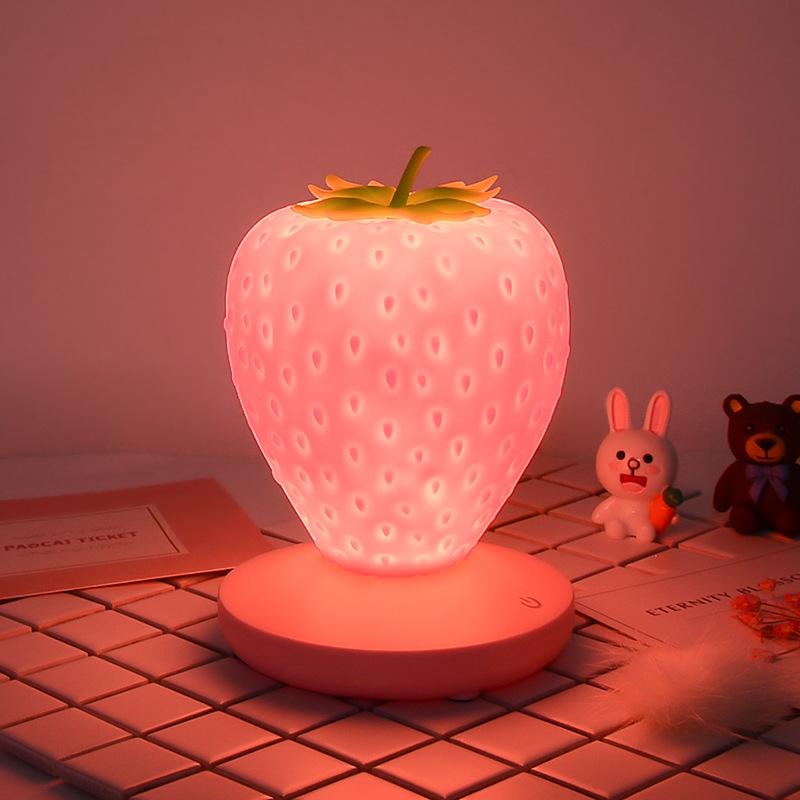 Strawberry Night Light Lovely Silicone Lamp Bedroom Decoration