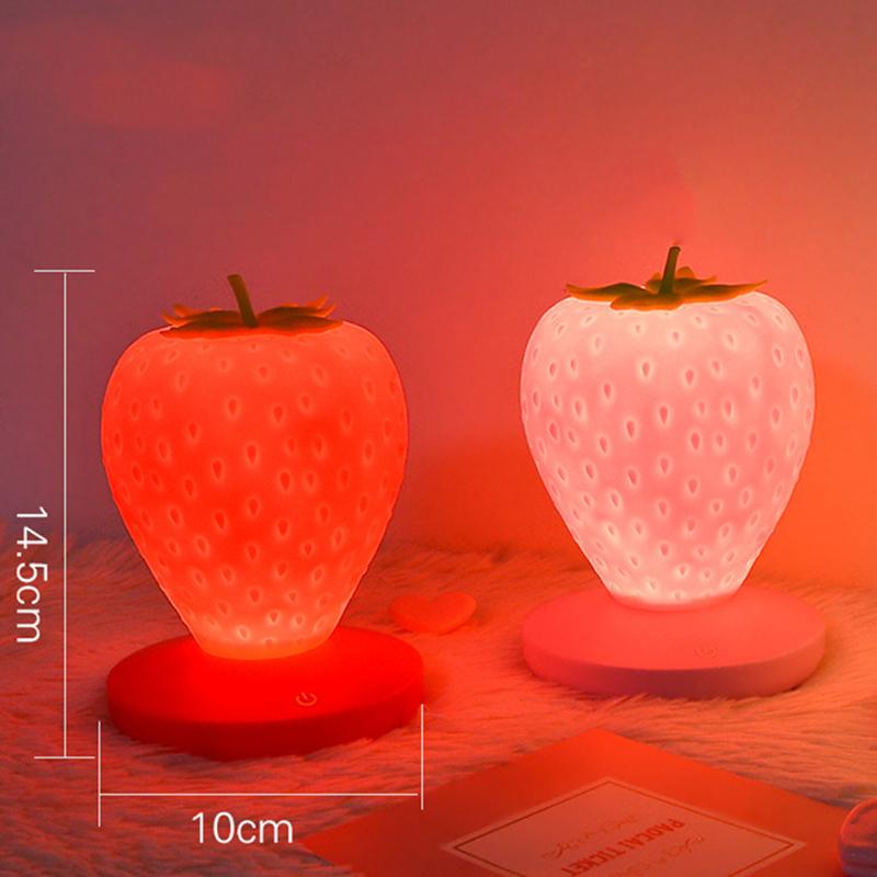 Strawberry Night Light Lovely Silicone Lamp Bedroom Decoration