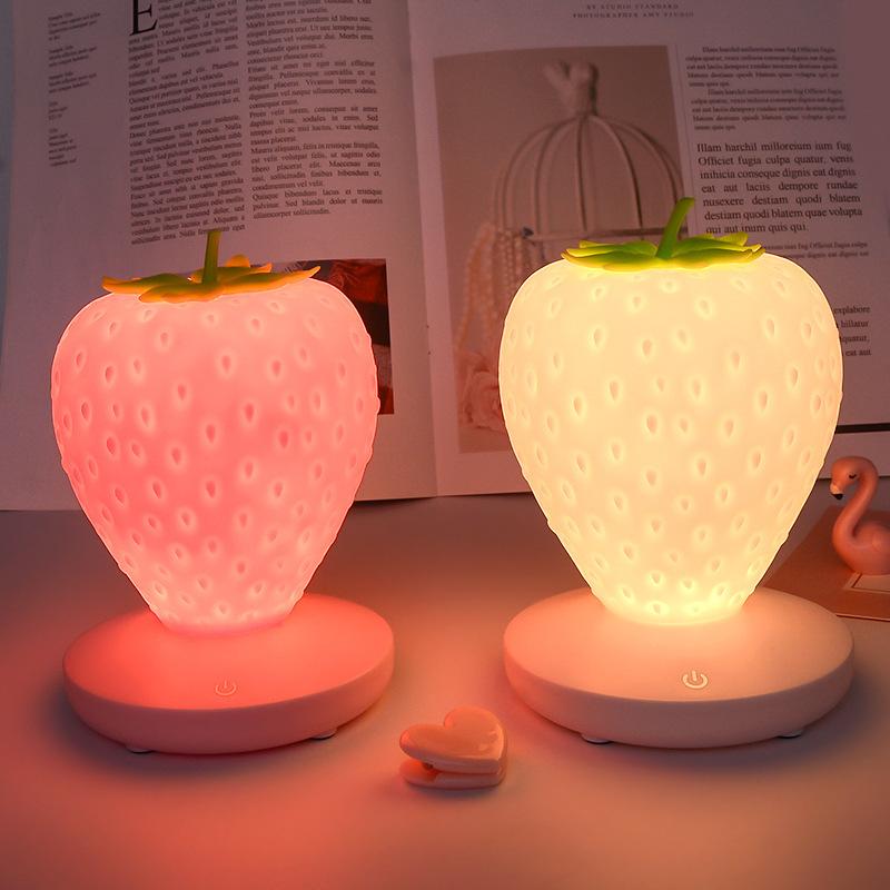 Strawberry Night Light Lovely Silicone Lamp Bedroom Decoration