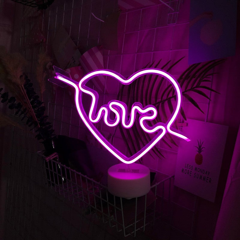 Neon Heart Light LED Neon Signs Night Light Room Decor Valentine's Day Gift