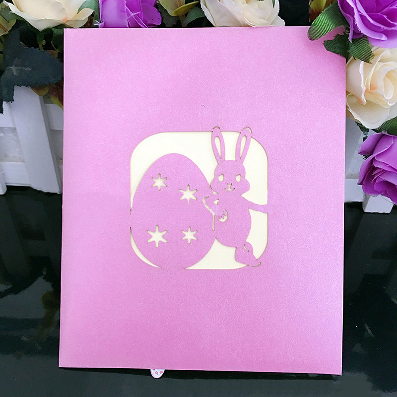 Rabbit and Colored Eggs Card Creative Easter Three-dimensional Card