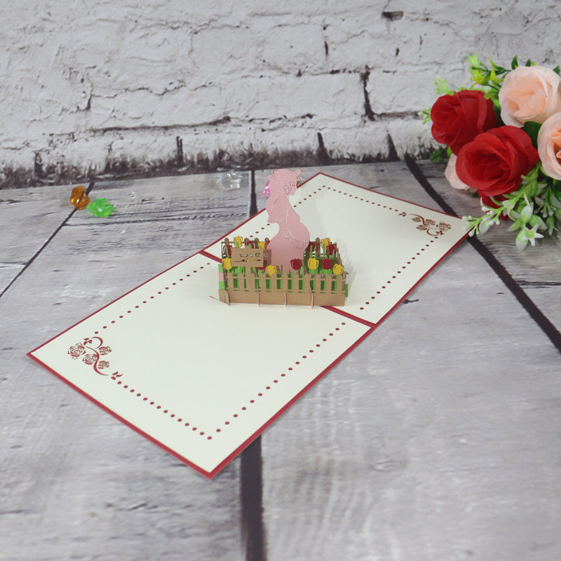 Creative 3D Three-dimensional Greeting Card Pregnant Mother Mother's Day Greeting Card