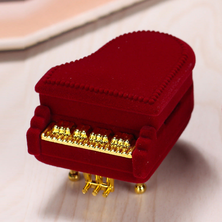 Piano Shaped Ring Box Flocking Jewelry Packaging Box
