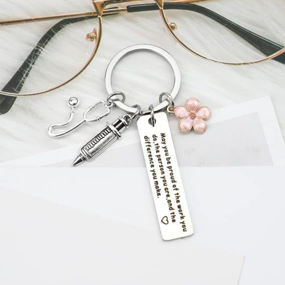 Nurse Keychain Stainless Steel Keychain Gifts For Women Nurses Week Gifts Nursing Graduation Gift Nurse Practitioner Gifts
