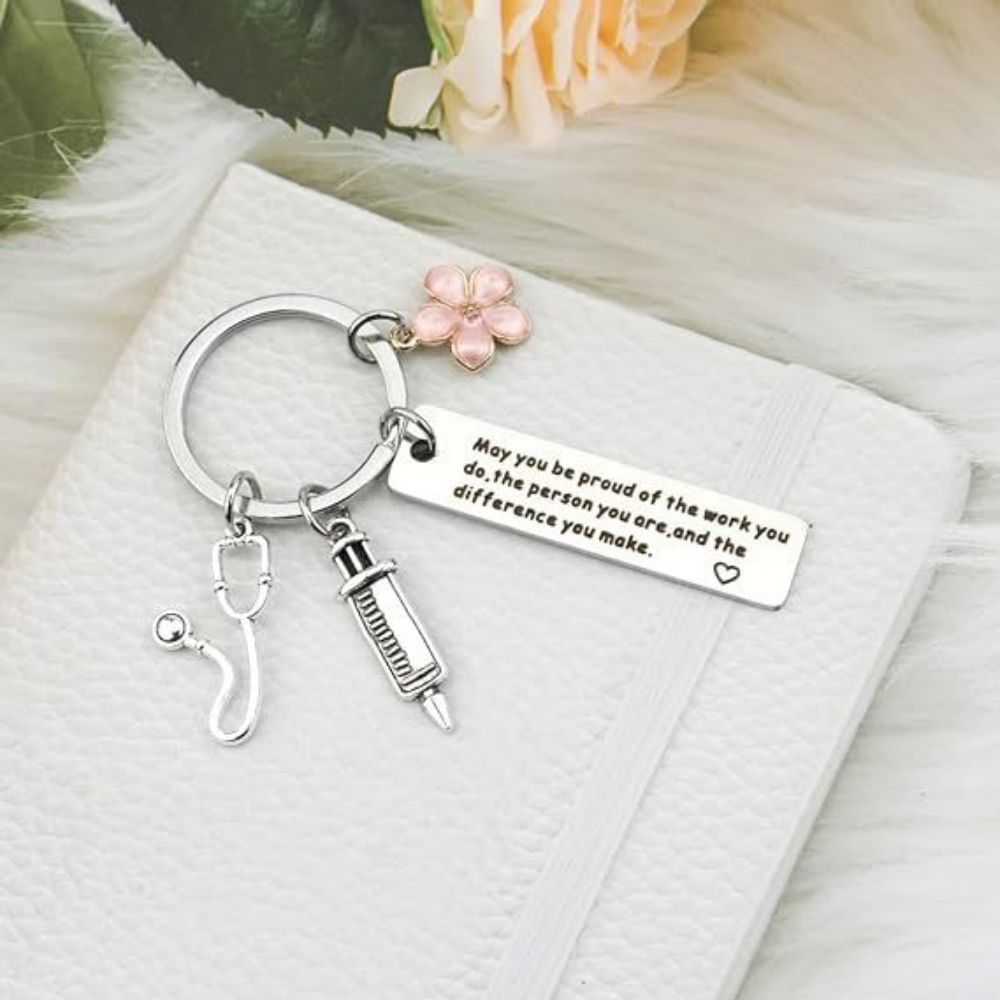 Nurse Keychain Stainless Steel Keychain Gifts For Women Nurses Week Gifts Nursing Graduation Gift Nurse Practitioner Gifts