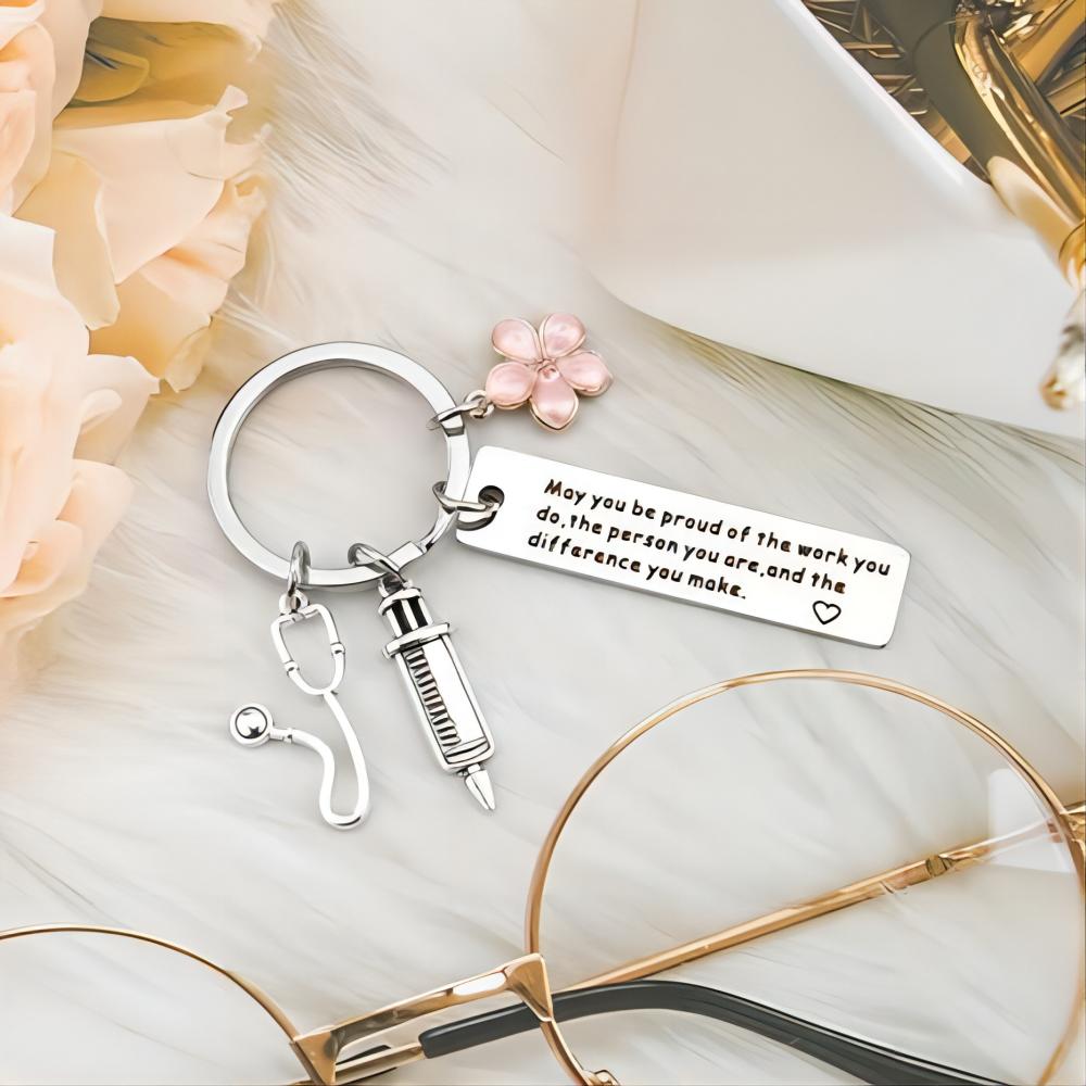 Nurse Keychain Stainless Steel Keychain Gifts For Women Nurses Week Gifts Nursing Graduation Gift Nurse Practitioner Gifts