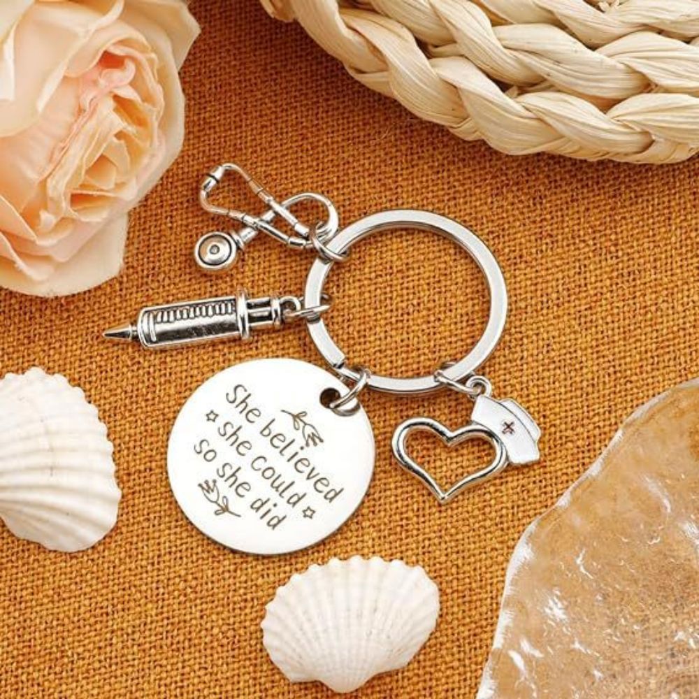 Nurse Keychain Stainless Steel Keychain Gifts For Women Nurses Week Gifts Nursing Graduation Gift Nurse Practitioner Gifts