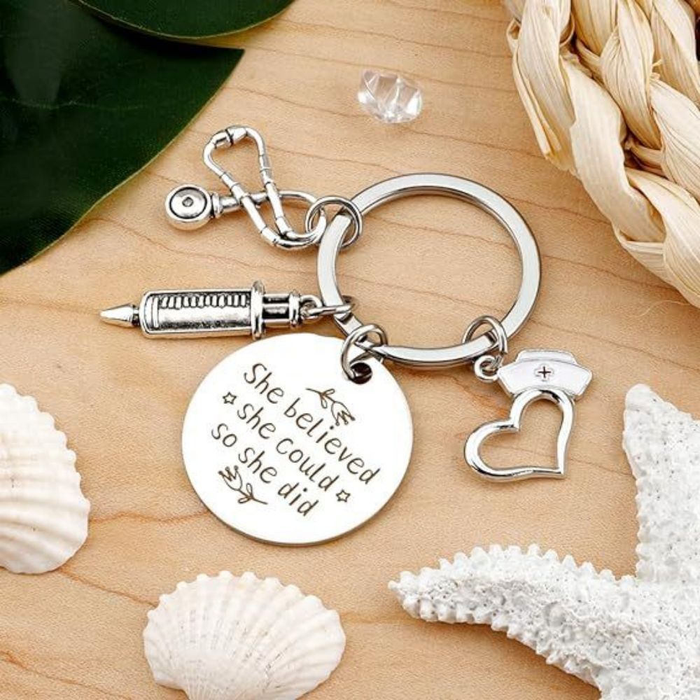 Nurse Keychain Stainless Steel Keychain Gifts For Women Nurses Week Gifts Nursing Graduation Gift Nurse Practitioner Gifts