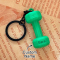 Custom Name Dumbbell Keychain Accessories Equipment Pendant Metal Rubber Mini Backpack Keychain