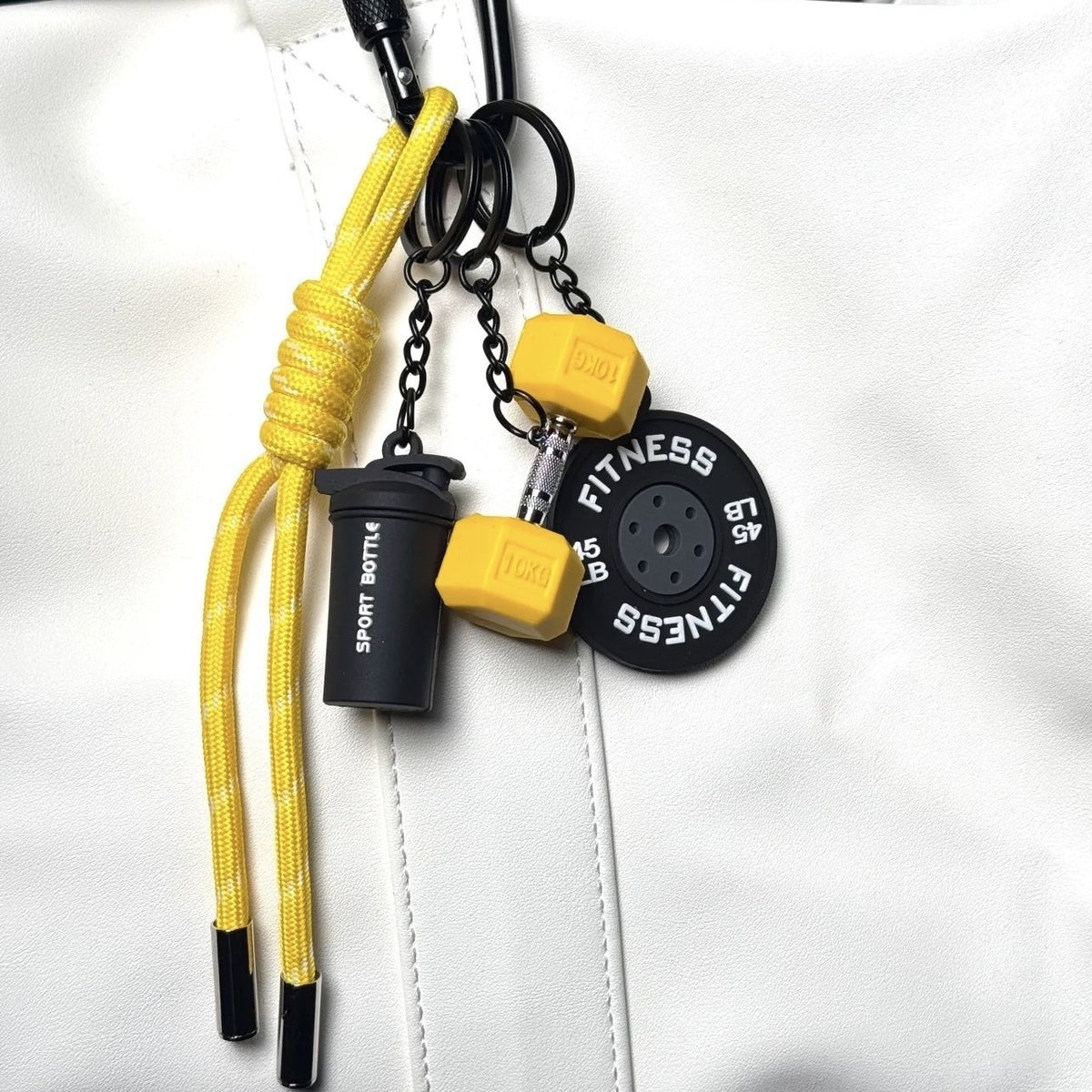 Fitness Equipment Rubber Keychain Accessories Mini Equipment Pendant Lanyard Combo Backpack Keychain
