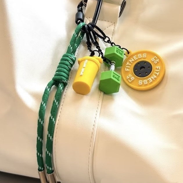 Fitness Equipment Rubber Keychain Accessories Mini Equipment Pendant Lanyard Combo Backpack Keychain