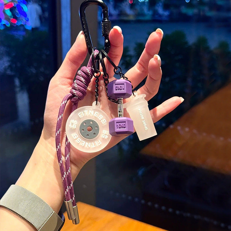 Fitness Equipment Rubber Keychain Accessories Mini Equipment Pendant Lanyard Combo Backpack Keychain