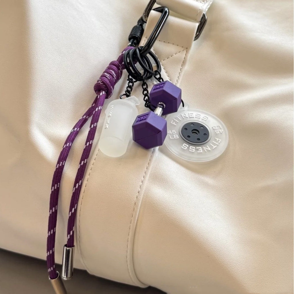 Fitness Equipment Rubber Keychain Accessories Mini Equipment Pendant Lanyard Combo Backpack Keychain