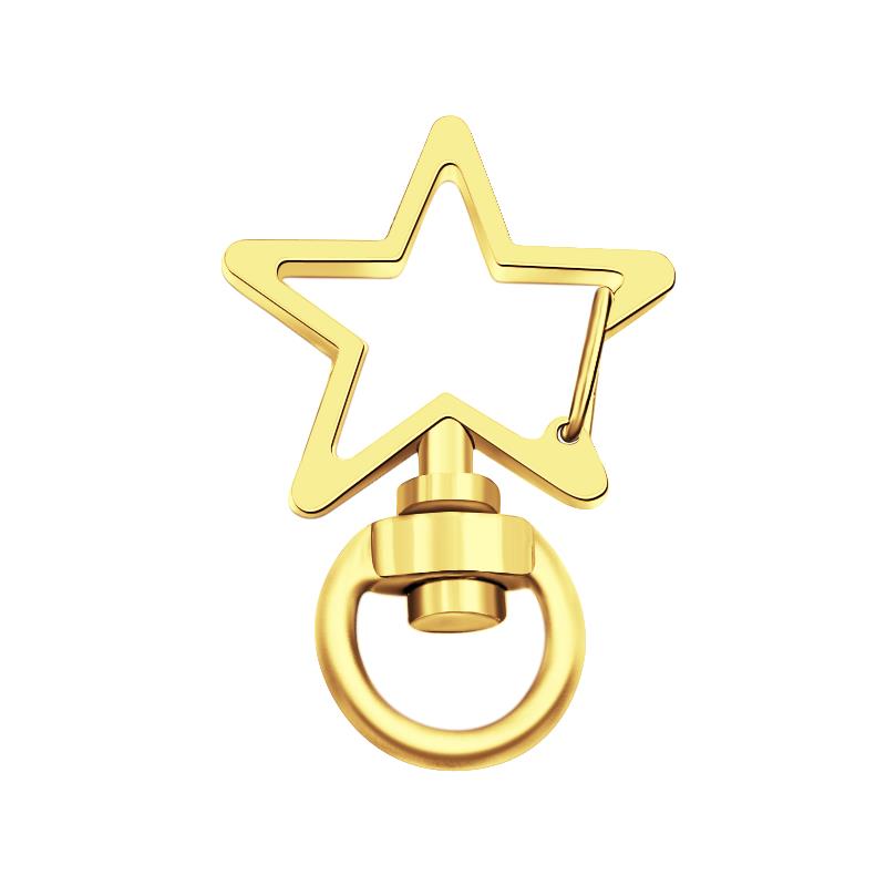 Star-Shaped Swivel Snap Hook Keychain Metal Spring Snap Key Ring Gold
