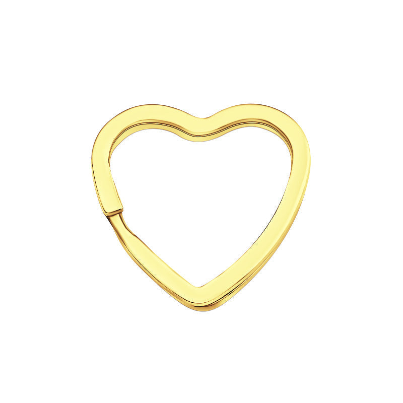 Heart-Shape Flat Key Ring Metal Split Parting Key Ring Gold