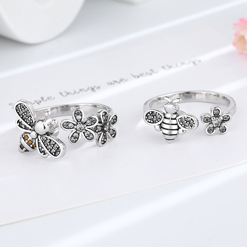 Bee Daisy Adjustable Fidget Ring for Anxiety Rotating Anxiety Ring Jewelry Gift for Her