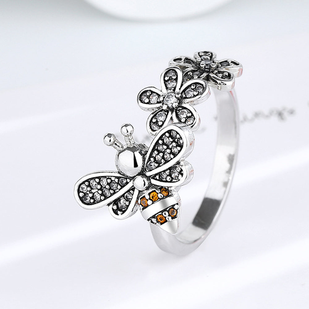 Bee Daisy Adjustable Fidget Ring for Anxiety Rotating Anxiety Ring Jewelry Gift for Her