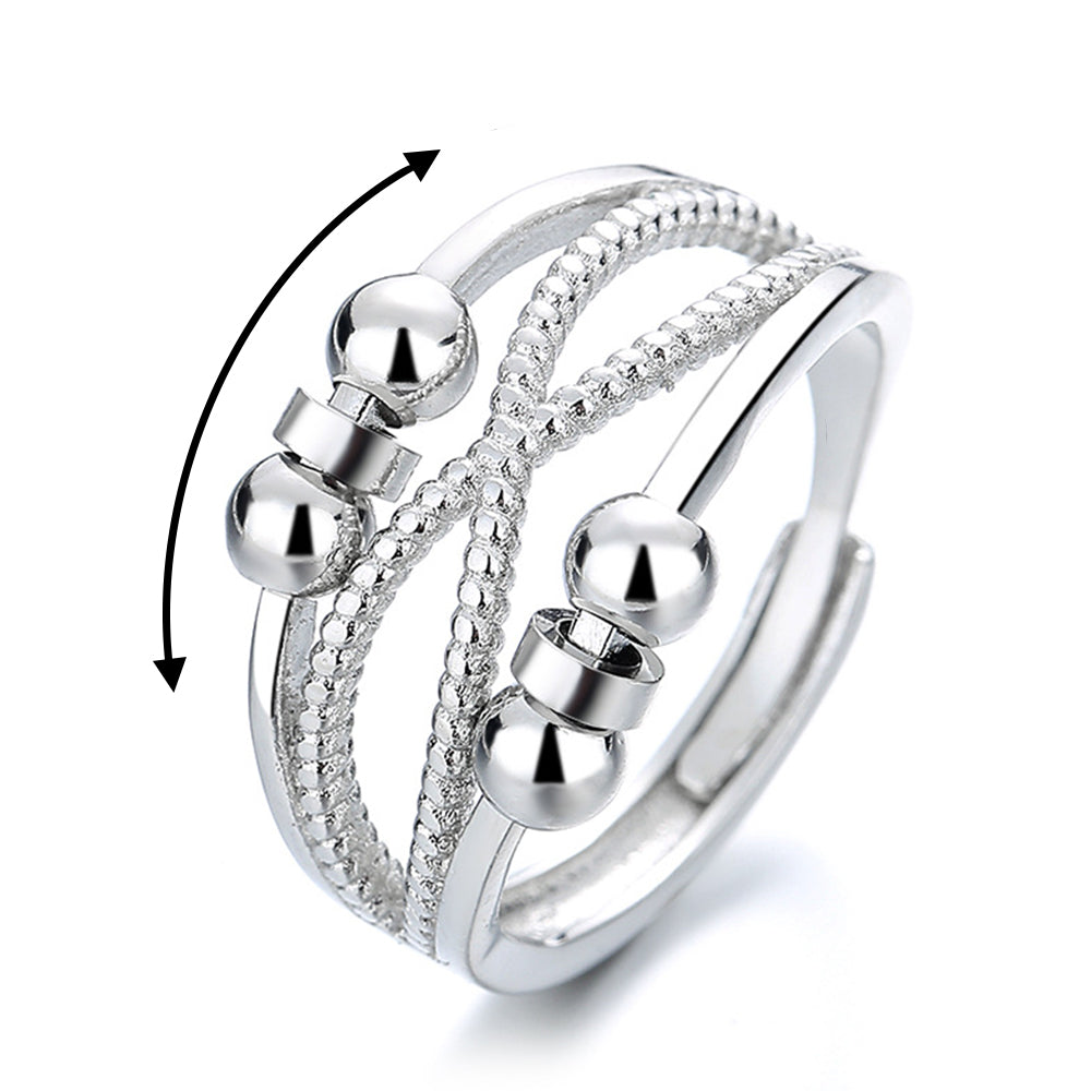 Fidget Bead Ring Anxiety Ring for Women Men, Adjustable Anxiety Ring for Him/Her