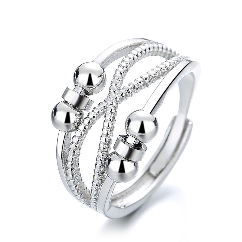 Fidget Bead Ring Anxiety Ring for Women Men, Adjustable Anxiety Ring for Him/Her