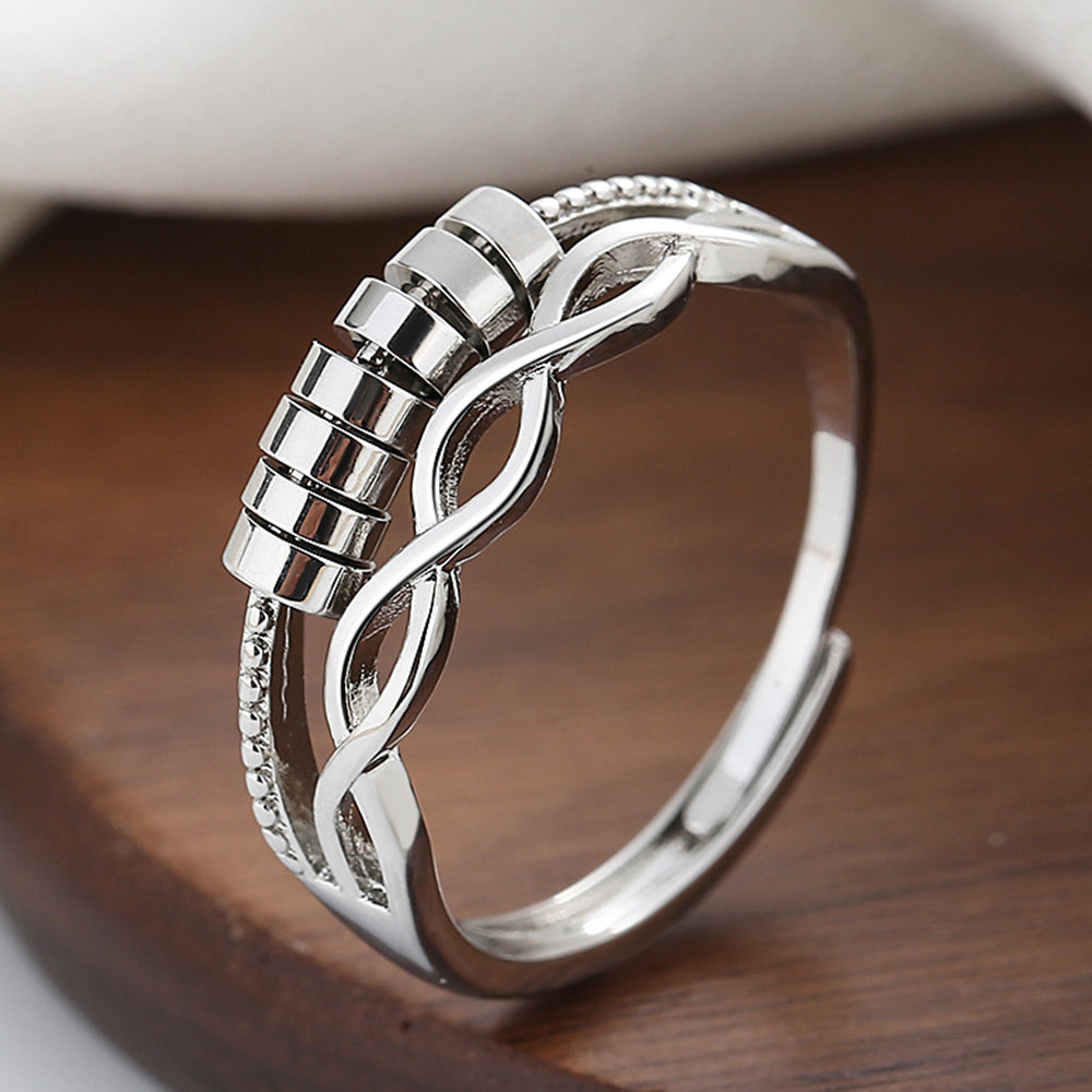 Fidget Bead Ring Anxiety Ring for Women Men, Adjustable Anxiety Ring for Him/Her