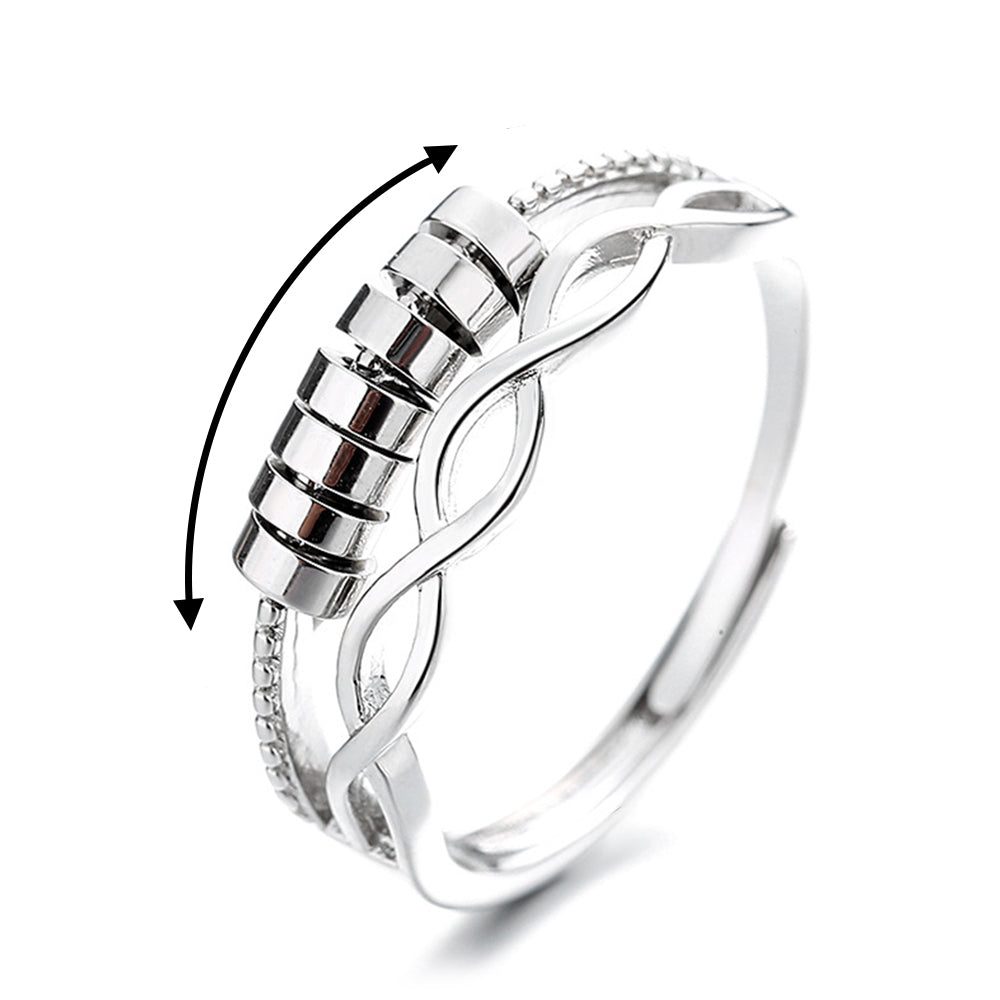 Fidget Bead Ring Anxiety Ring for Women Men, Adjustable Anxiety Ring for Him/Her