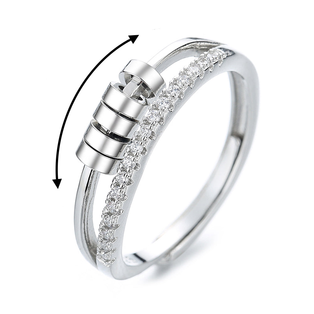 Fidget Bead Ring Anxiety Ring for Women Men, Adjustable Anxiety Ring for Him/Her