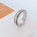 Anxiety Fidget Ring for Her, Cubic Zirconia Rotating Ring