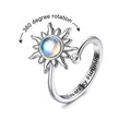 Moon Star Fidget Anxiety Ring, Open Adjustable Relieving Stress Ring, Rotating Ring for Women