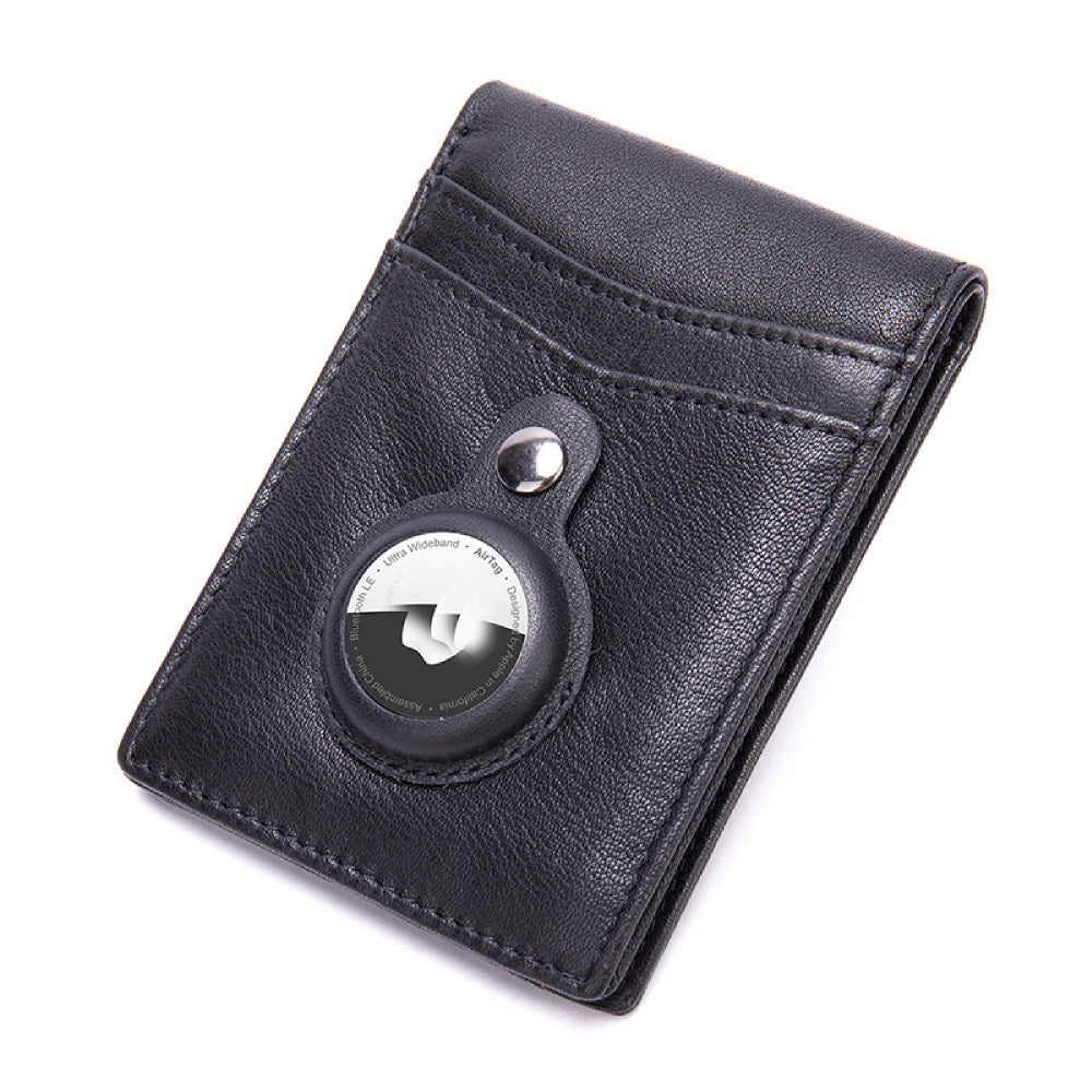 Airtag Men's Wallet Vintage Card Holder Leather Money Clip