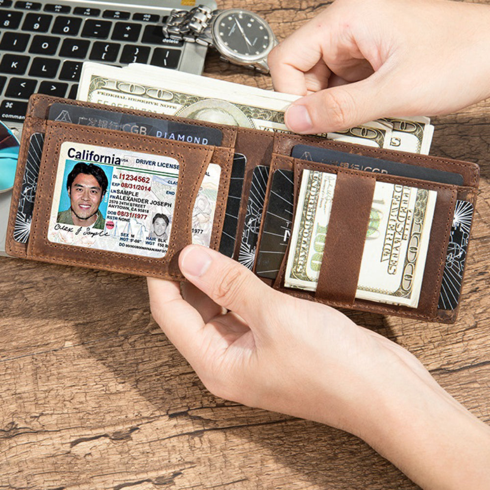 Airtag Men's Wallet Vintage Card Holder Leather Money Clip