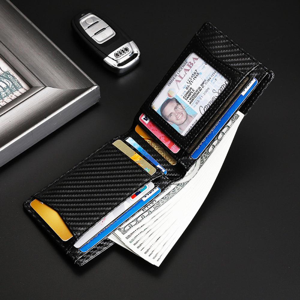 Bifold Men's Leather Wallet Card Holder with Money Clip for AirTag