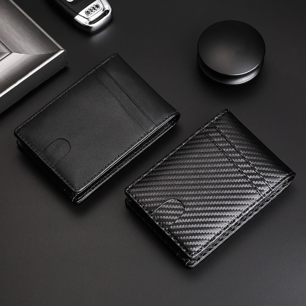 Bifold Men's Leather Wallet Card Holder with Money Clip for AirTag