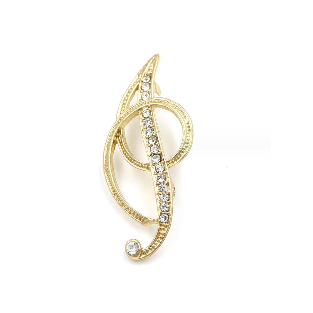 A-Z 26 Letters Pins Brooches Silver/Gold Plated Metal Broaches Pins-Clear Crystal Initial Breastpin