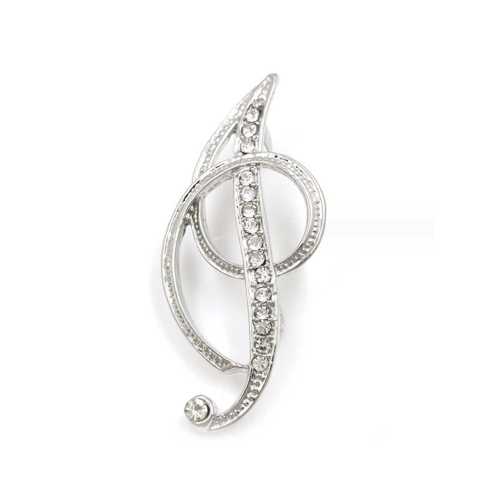 A-Z 26 Letters Pins Brooches Silver/Gold Plated Metal Broaches Pins-Clear Crystal Initial Breastpin