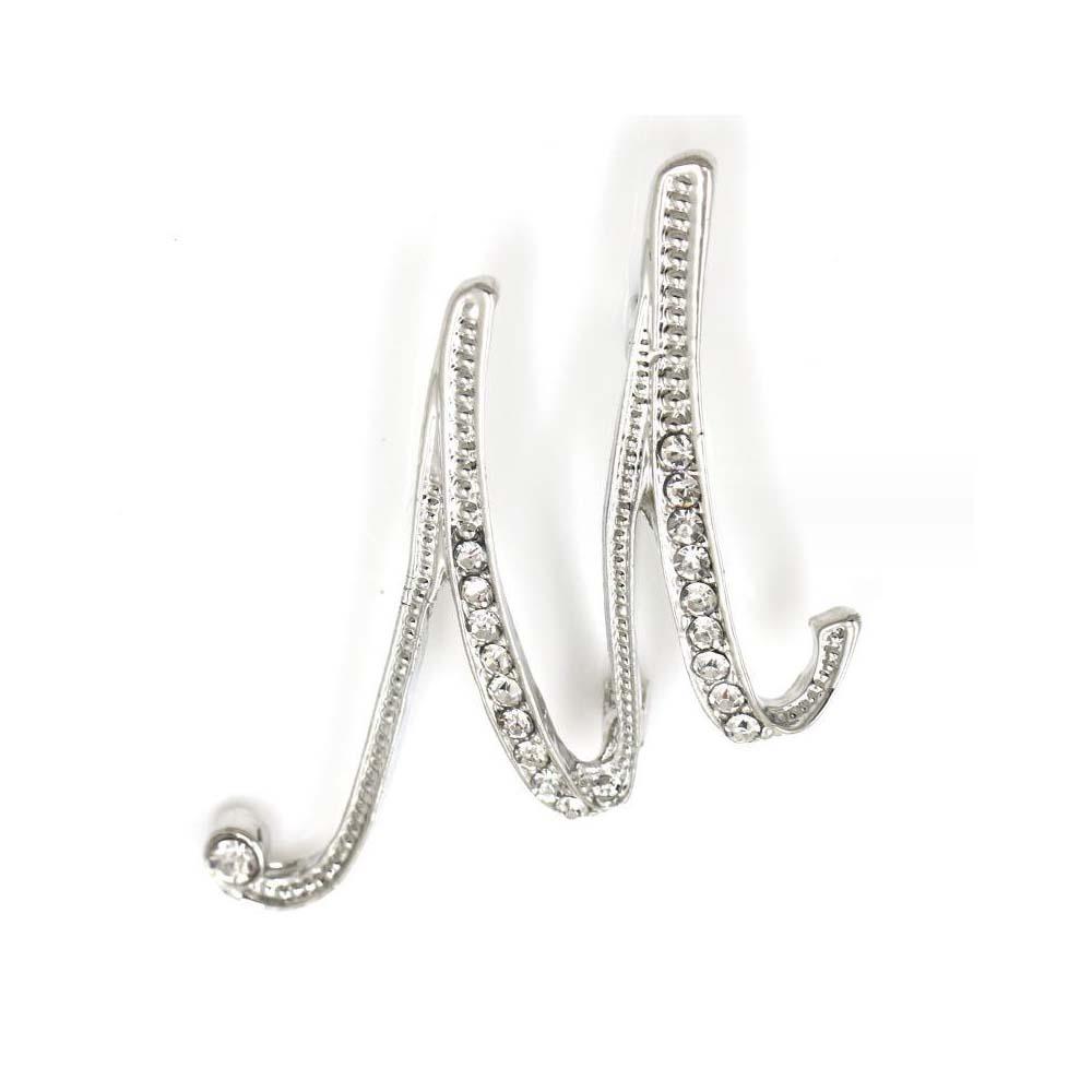 A-Z 26 Letters Pins Brooches Silver/Gold Plated Metal Broaches Pins-Clear Crystal Initial Breastpin