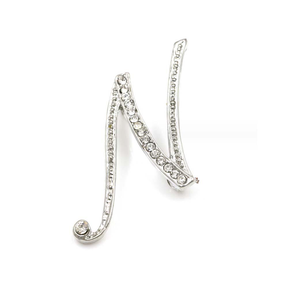 A-Z 26 Letters Pins Brooches Silver/Gold Plated Metal Broaches Pins-Clear Crystal Initial Breastpin