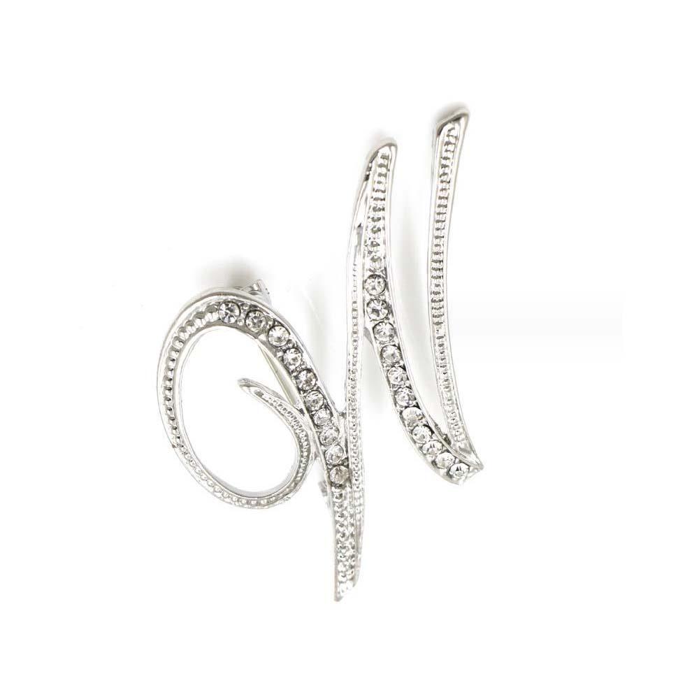 A-Z 26 Letters Pins Brooches Silver/Gold Plated Metal Broaches Pins-Clear Crystal Initial Breastpin