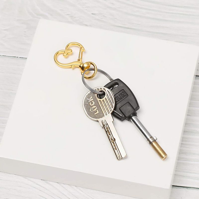 Heart-Shaped Swivel Snap Hook Keychain Metal Spring Snap Keychain Hook Lobster Clasp Key Ring Gold