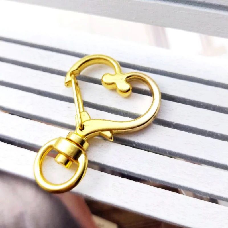 Heart-Shaped Swivel Snap Hook Keychain Metal Spring Snap Keychain Hook Lobster Clasp Key Ring Gold