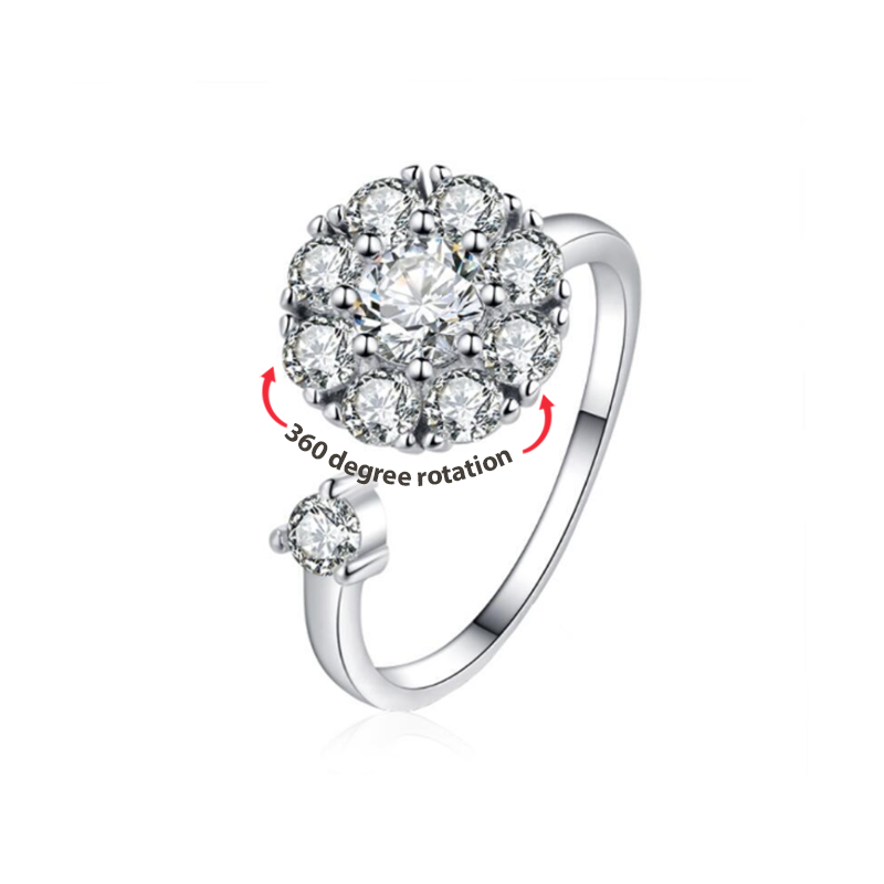 Anxiety Ring With Zircon Rotating Opening Adjustable Ring Anniversary Birthday Gifts For Women Girls