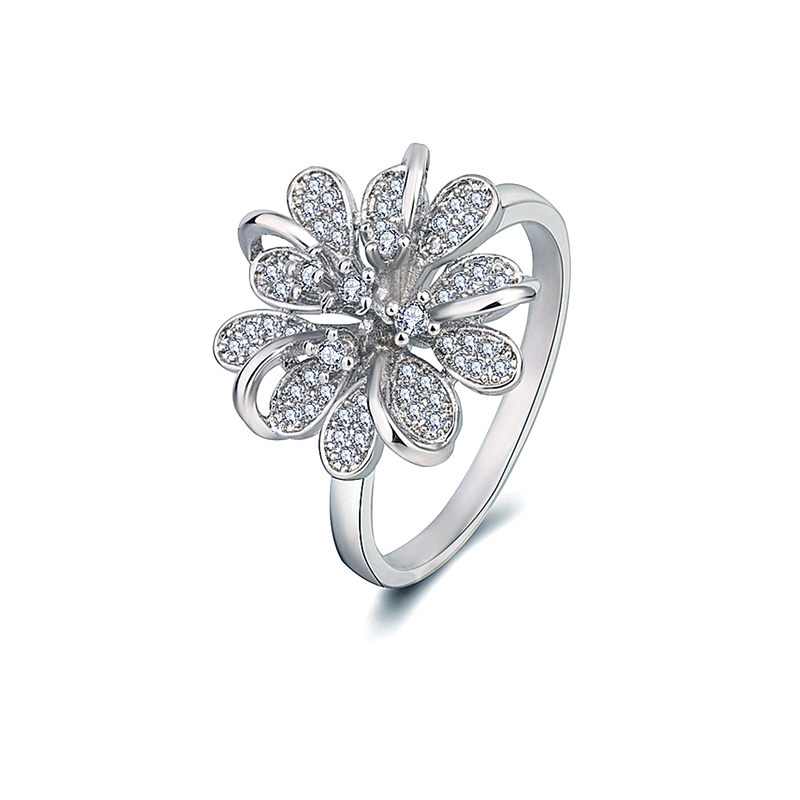 Flower Anxiety Ring Zirconia Rings Jewelry Anniversary Birthday Gifts For Women Girls